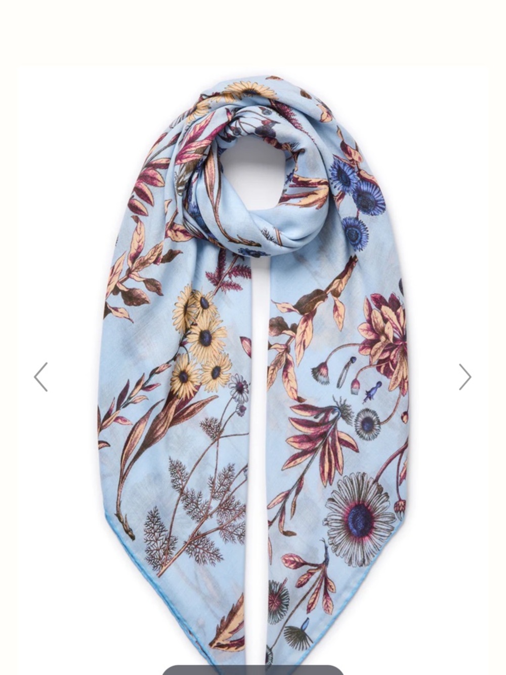 The Margherita Square Blue Floral Modal Sacarf